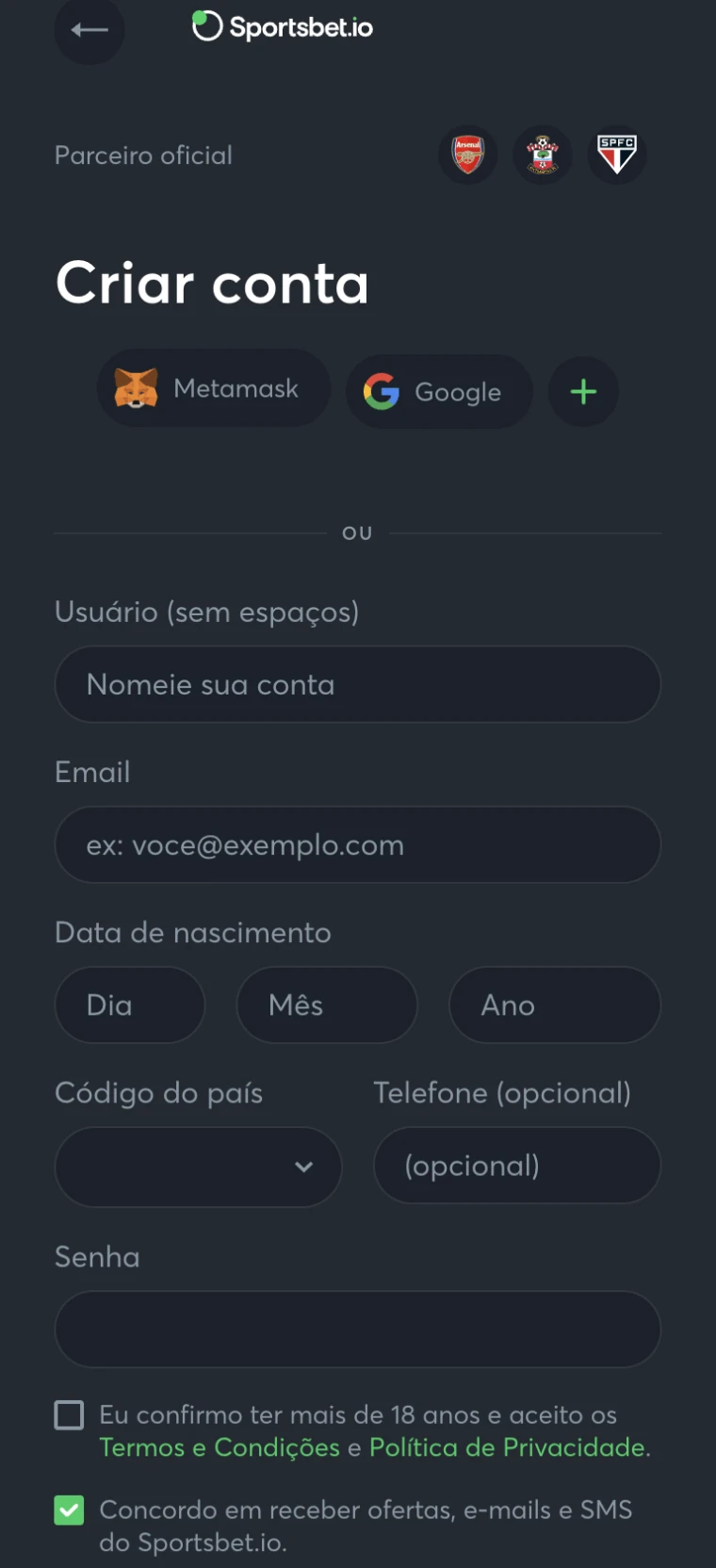 criando conta na sportsbet.io
