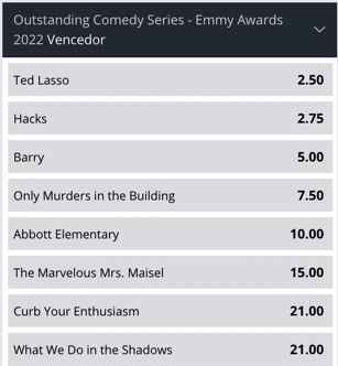 odds emmy melhor serie de comedia betsson