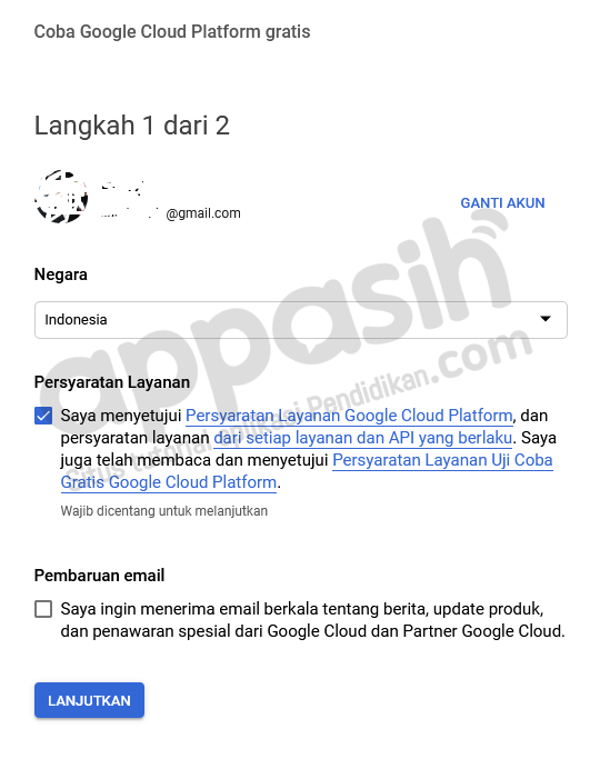 cara daftar gcp dengan jenius