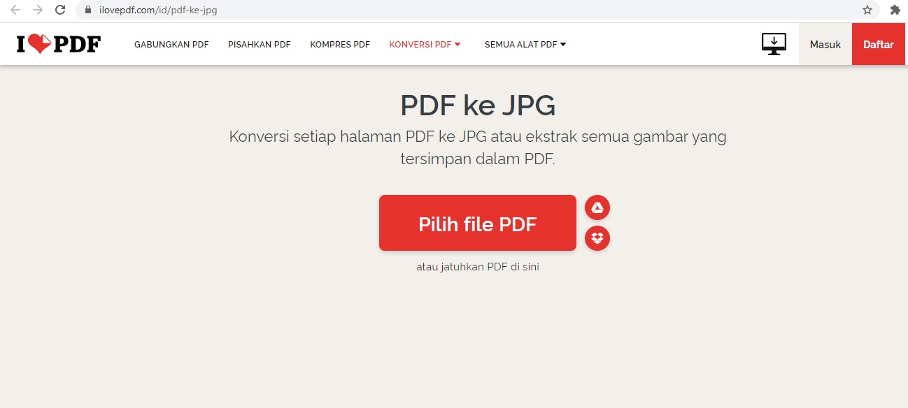 cara convert pdf ke jpg ilovepdf