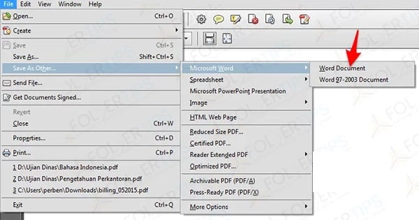 Cara Convert Pdf ke Word di Laptop Adobe Acrobat