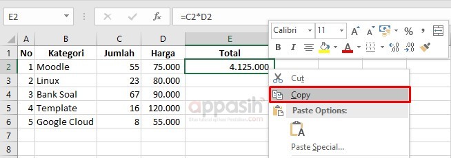 Cara Mengalikan di Excel