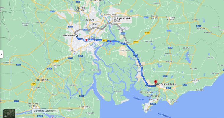 Đường đi Hồ Đá Xanh xuất phát từ TP Hồ Chí Minh