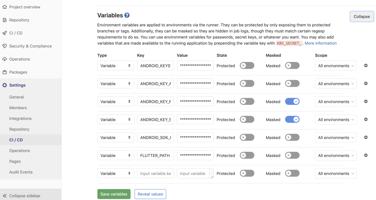 Setting Environment Variables for your GitLab Project