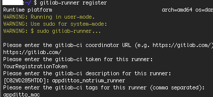 Registering the GitLab runner
