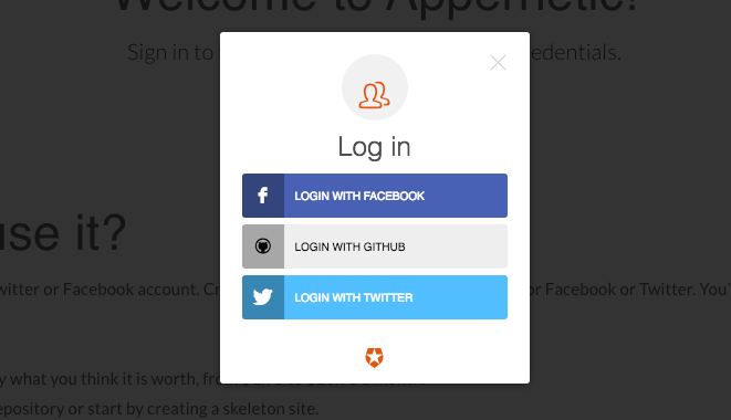 Appernetic Static Site Generator with Twitter, Facebook and GitHub sign in!