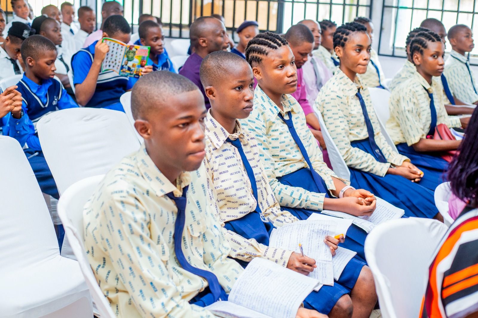 Pupils watching the quiz from the audience