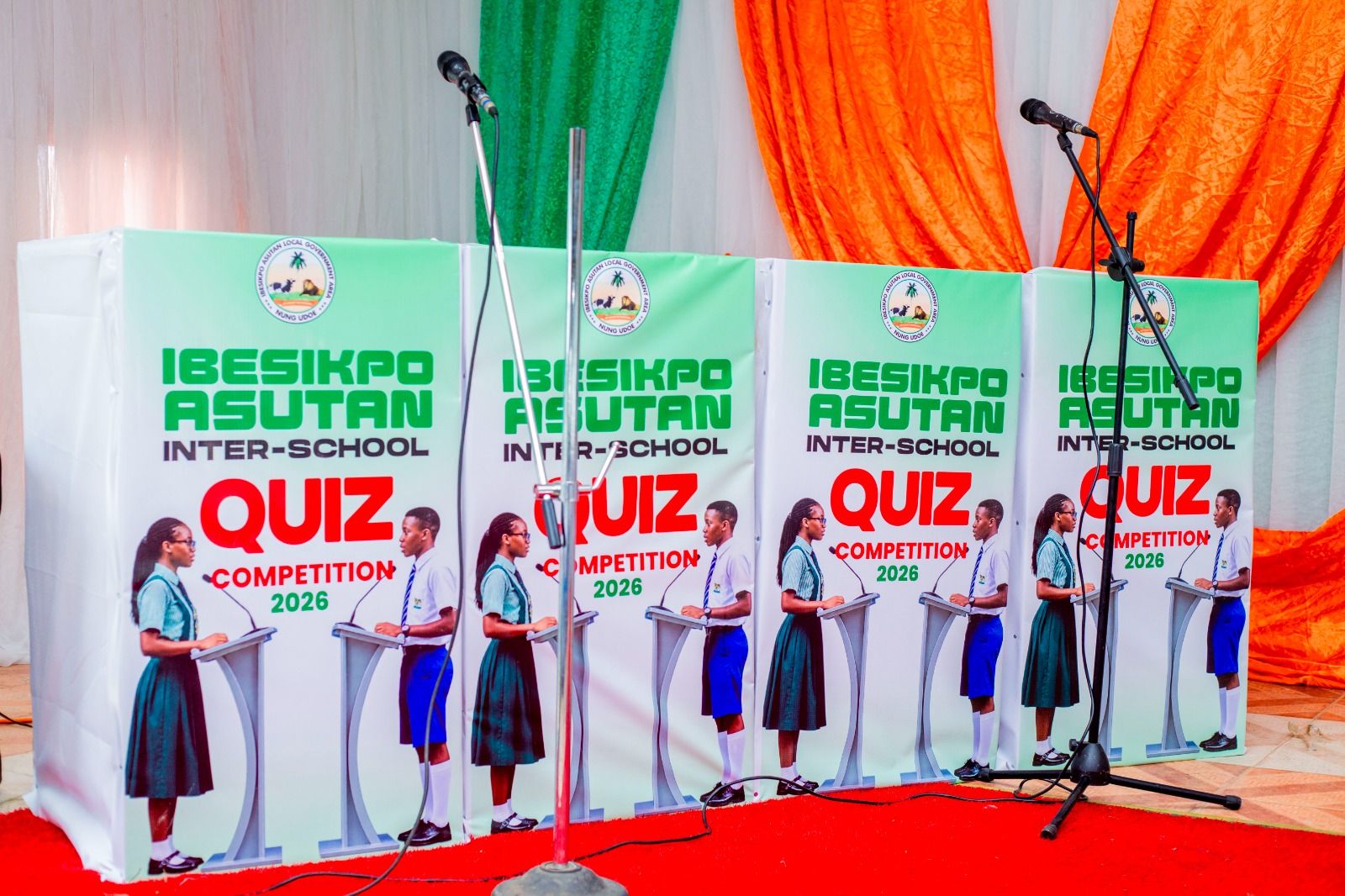 The quiz stage, set for the inter-school competition
