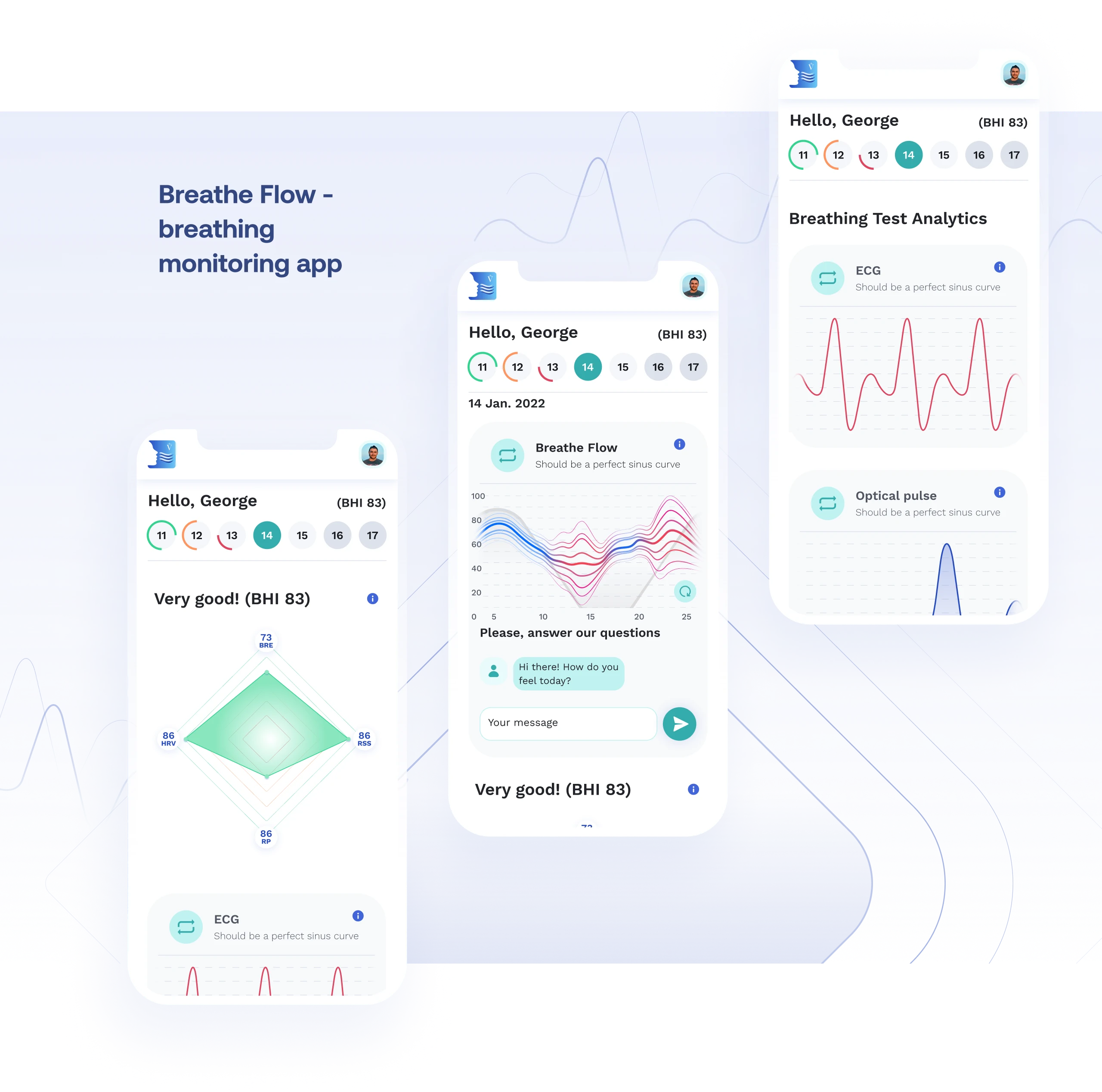 Breathe Flow mobile screens