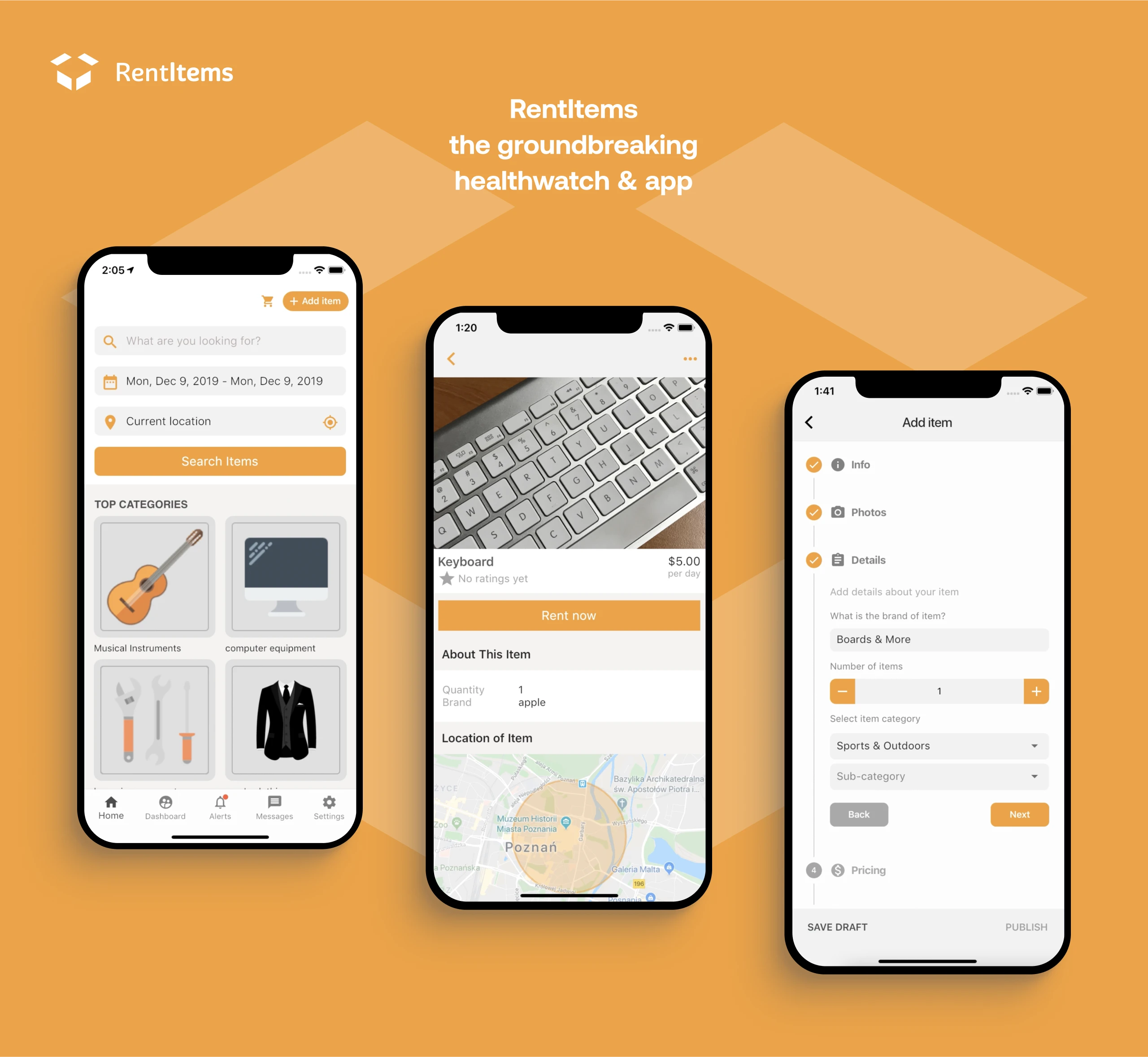 RentItems the groundbreaking healthwatch & app