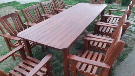  Minőségi fa kerti bútor, étkezö terasz garnitúra a gyártótó