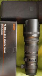 Sigma 70-200 mm Zoom objektív  F2,8-APO-EX-DG-OS  Optikai St