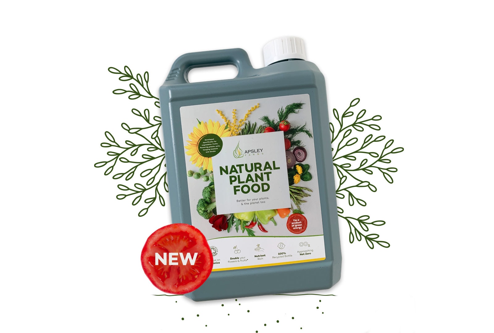 Natural Liquid Plant Food 5L Apsley Farms 10 and 5 litre Concentrate