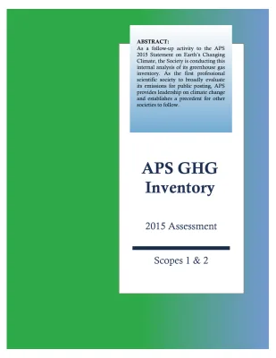 APS GHG Inventory 2015 Assessment: Scopes 1 and 2