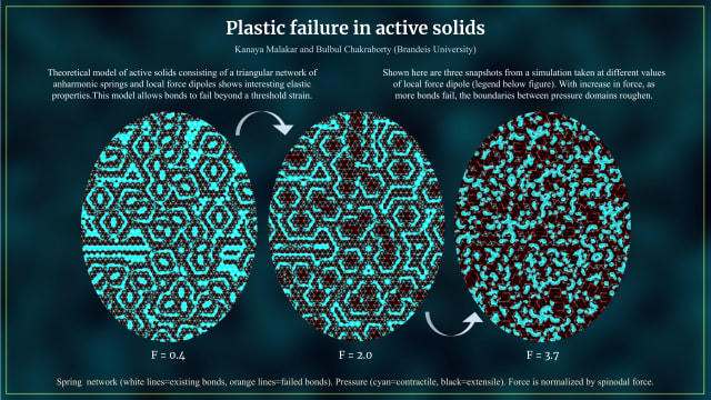 Plastic failure in active solids | Kanaya Malakar, (Brandeis University), kanayamalakar@brandeis.edu and Bulbul Chakraborty, (Brandeis University), bulbul@brandeis.edu.