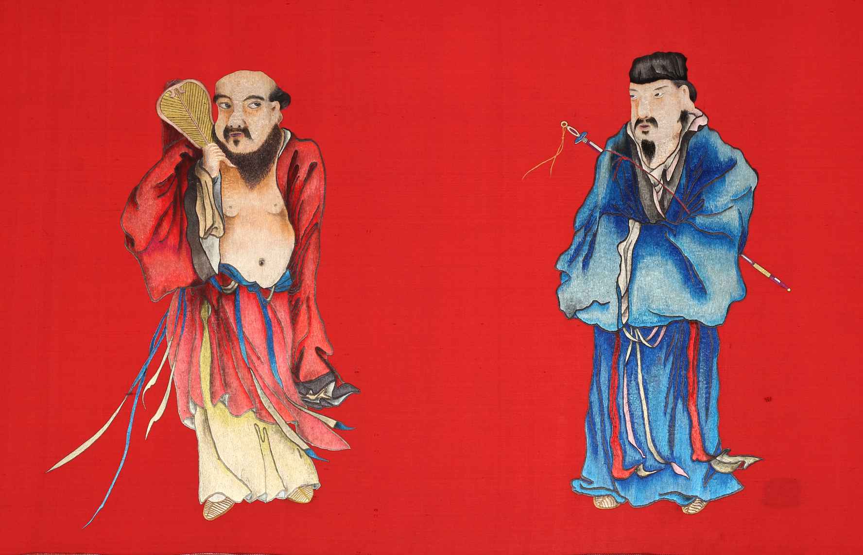 Two figures from the Eight Immortals embroidery