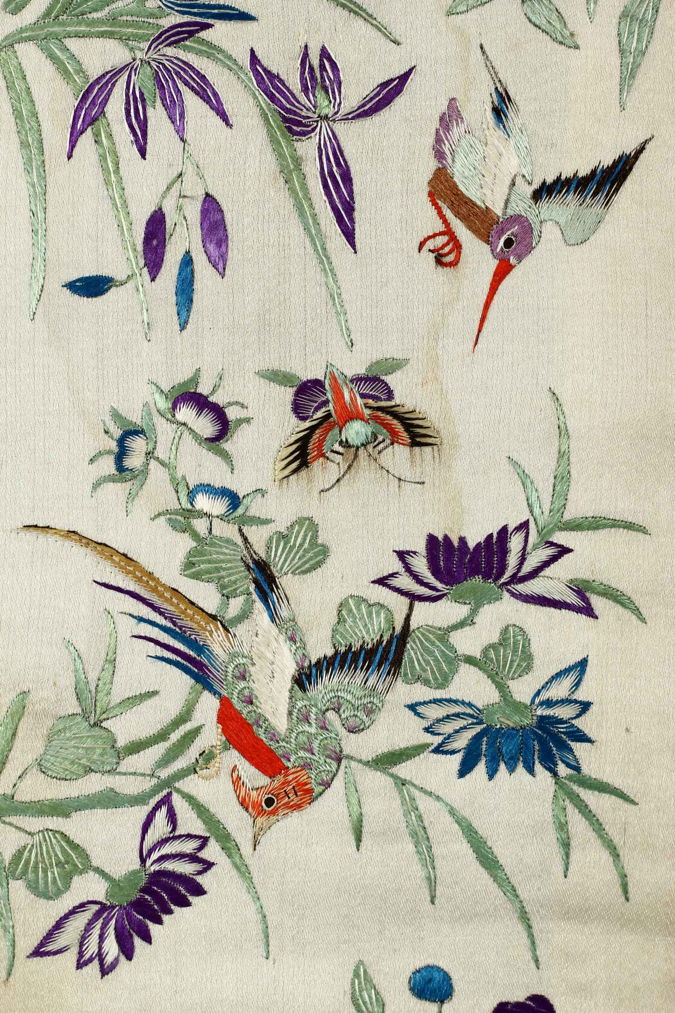 Tall Qing dynasty flower and bird embroidery sleeve