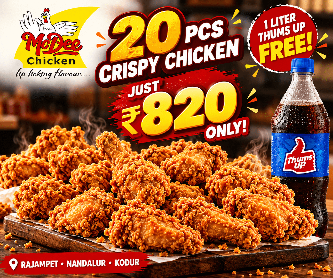 20 pcs family bucket + 1 ltr Cool drink