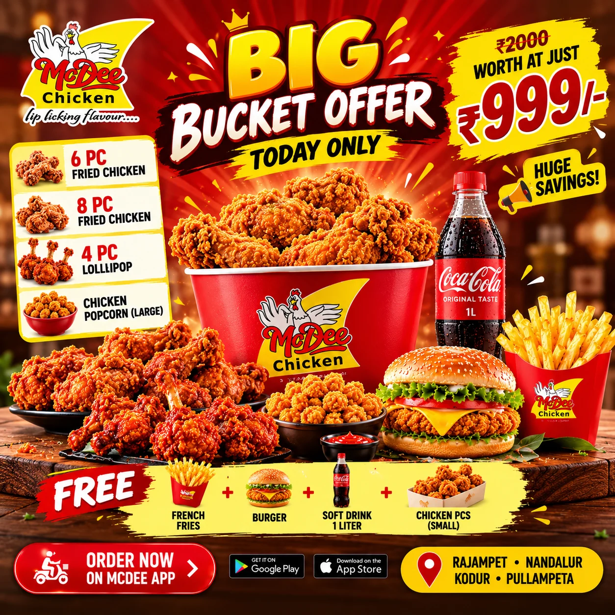Mcdee Big Bucket Feast – ₹999 Mega Combo