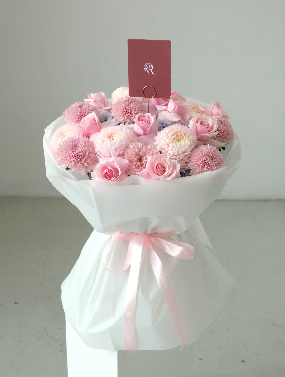Bramble - Purple pompom, peony mum & hot pink roses with blue hydrangea — wild bramble beauty. - Rena The Blossom Jakarta