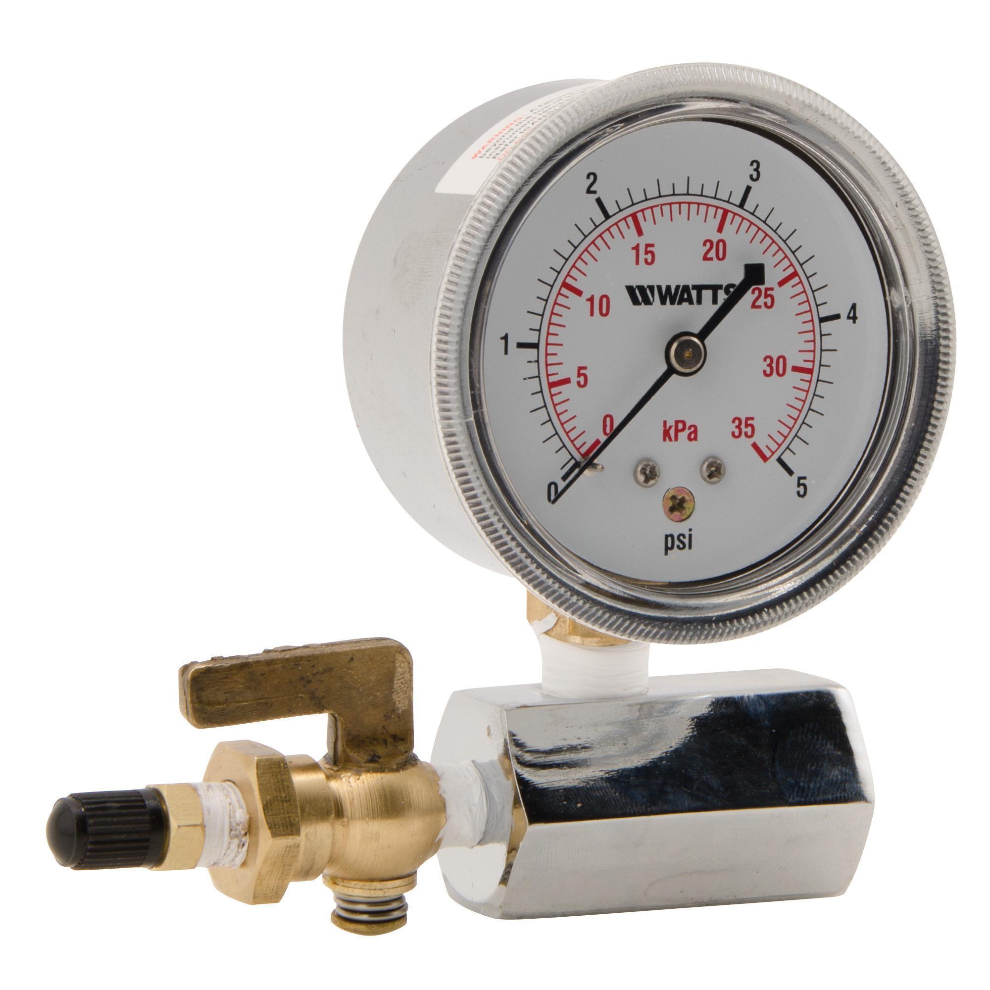 Aquifer Distribution WATTS 0069786 Dual Scale Air Test Gauge Assembly, 0 to 5 psi/34 kPa