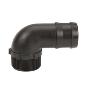 Aquifer Distribution  Banjo HB200-90 Polypropylene Hose Barb, 2 x 2 in  Nominal, NPT x Hose Barb End Style, Glass Reinforced Polypropylene