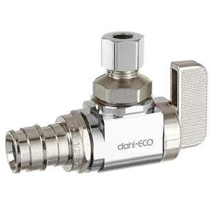 Aquifer Distribution  dahl 611-PRPX3-30 Supply Stop Ball Valve, 1/2 x 1/4  in Nominal, Lead-Free Brass Body