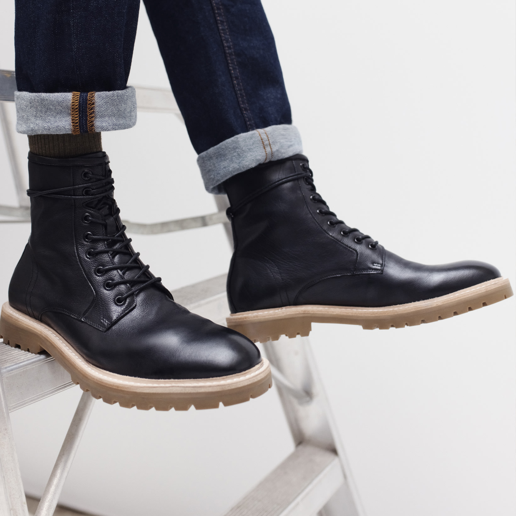 Drake Black Military Boots