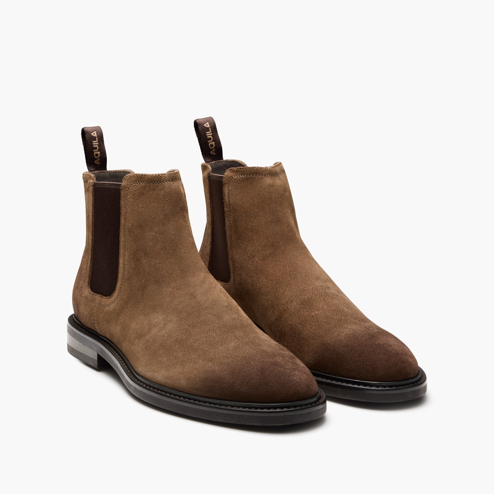 Well-maintained Aquila mens boots Dallas Brown collection showing proper leather care and conditioning results