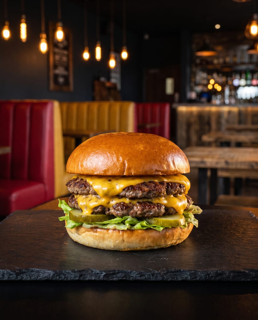 A handcrafted Berlin Burgers burger served at the Salt Lake outlet