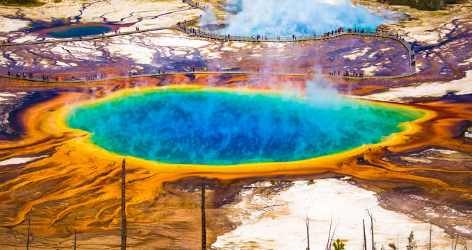 Grand Prismatic Spring - https://www.flickr.com/photos/tupulak/16538659811/in/photolist-rcsXn6-VZrfUr-foPUeK-VZrfsV-VZrh8t-atWsyj-X9XT7s-atTNdK-fbnfU9-X9XTTY-WBVk3b-ju1Aep-oCoyi-fBcenJ-ogMJHG-ckeNuE-nMAARA-X4pBDS-pp5Ygq-5kXFtC-o4YpAU-o4WZPN-ant2Bt-o6QsHa-XpZCgR-rPaRw7-fm9dmi-YsuZd2-o6RXtK-WXRKaQ-8nrjrQ-oo9ArT-o6W8zq-eRHuyR-foPUsi-pefYT9-a83z7o-6xbbK5-ogDJF5-opBQ7L-q8AgEi-BGkosc-o4YuYE-RoPCcz-o4MssM-XjqeTG-nMAA6N-o4Yvdq-o4YzF5-nMAq1i