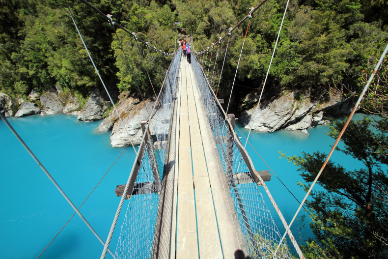 Most přes řeku v soutěsce Hokitika
