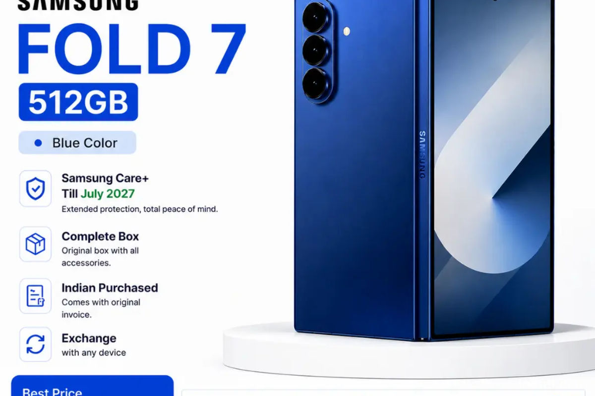 samsung fold 7 512GB, blue color, samsung care plus till July 2027.