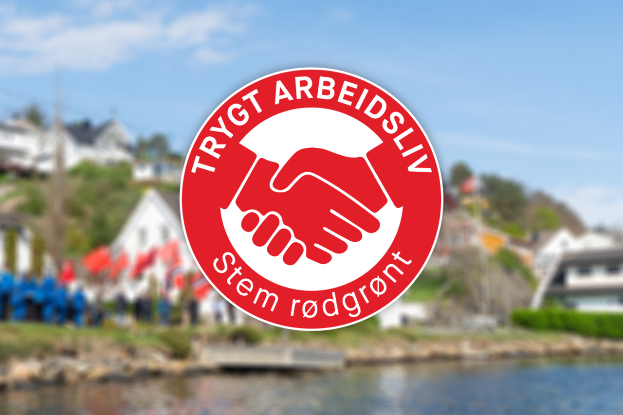 Trygt arbeidsliv - stem rødgrønt. 1. mai logo