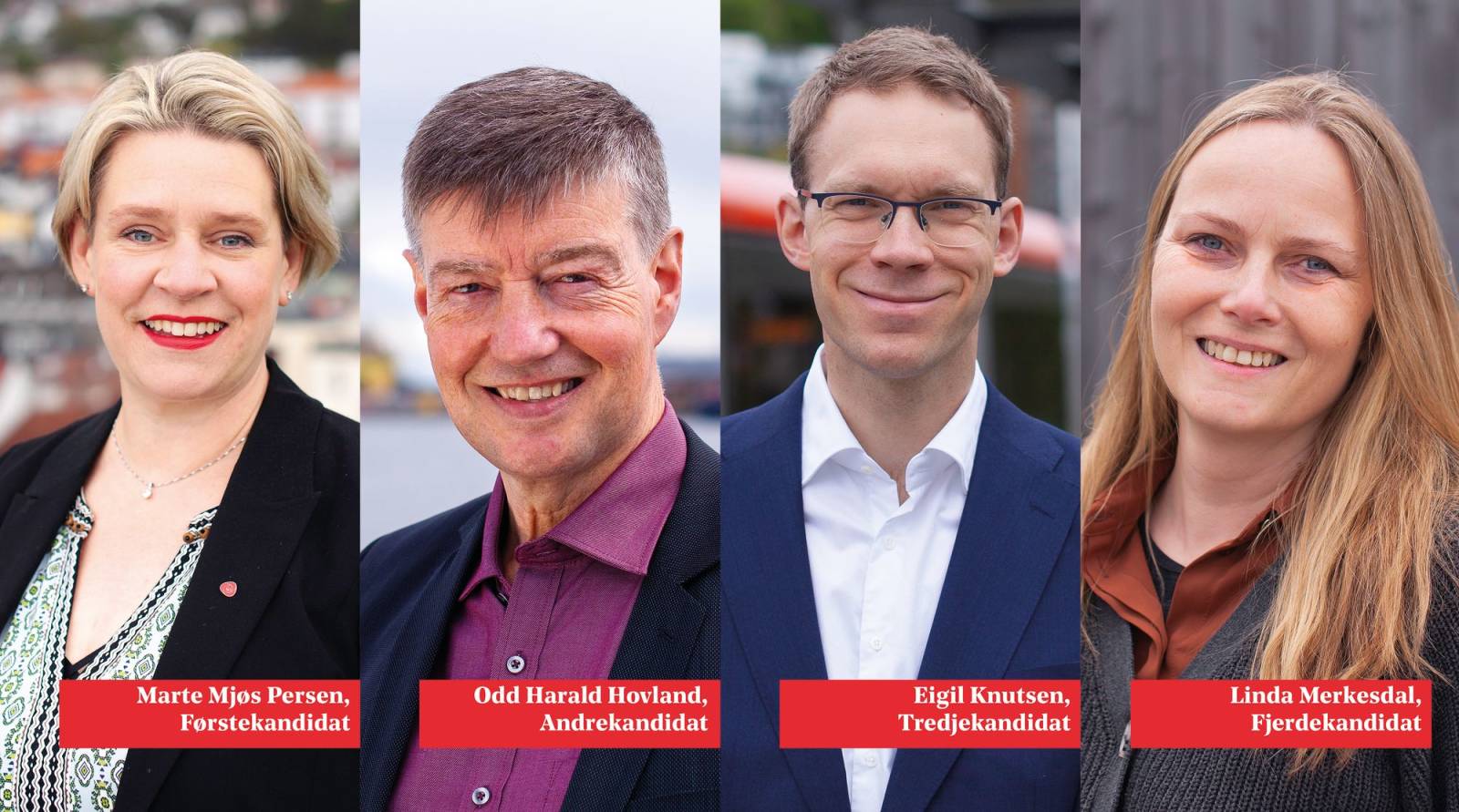 Bilde av de 4 øverste stortingskandidatene i Hordaland