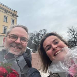 Cecilie og Audun på Slottsplassen