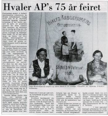 Faksimile fra Demokraten – Hvaler Arbeiderparti feirer 75 års jubileum i 1979