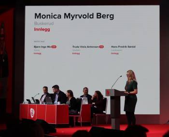 Monica Myrvold Berg taler på landsmøtet 2019