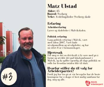 Profil av kandidat Matz Ulstad
