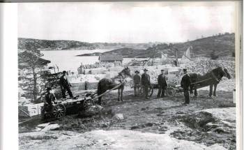 Stenhoggere på Sand rundt 1910