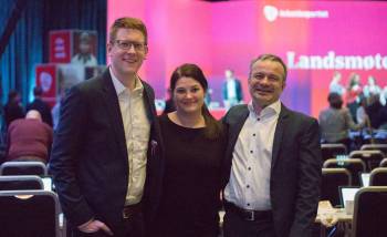 Martin Henriksen, Cecilie Myrseth, Willy Ørnebakk på Arbeiderpartiets landsmøte