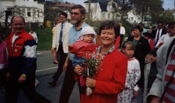 Gro Harlem Brundtland har også gått i tog på Eydehavn på 1. mai. 