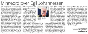 Minneord over Egil Johannessen i ØB