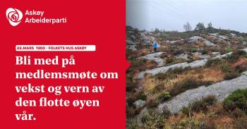Hvordan skal vi bygge ut kommunen vår med arbeidsplasser, veier og boliger, og samtidig verne natur, friluftsliv, gode bomiljø slik at Askøy finner en balanse mellom vekst og vern?