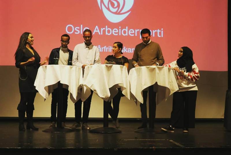 Fra venstre: Khamshajiny Gunaratnam, Fawzi Warsame, Abdirahman Hassan, Sofia Rana, Umar Ashraf, Faten Al-Hussaini