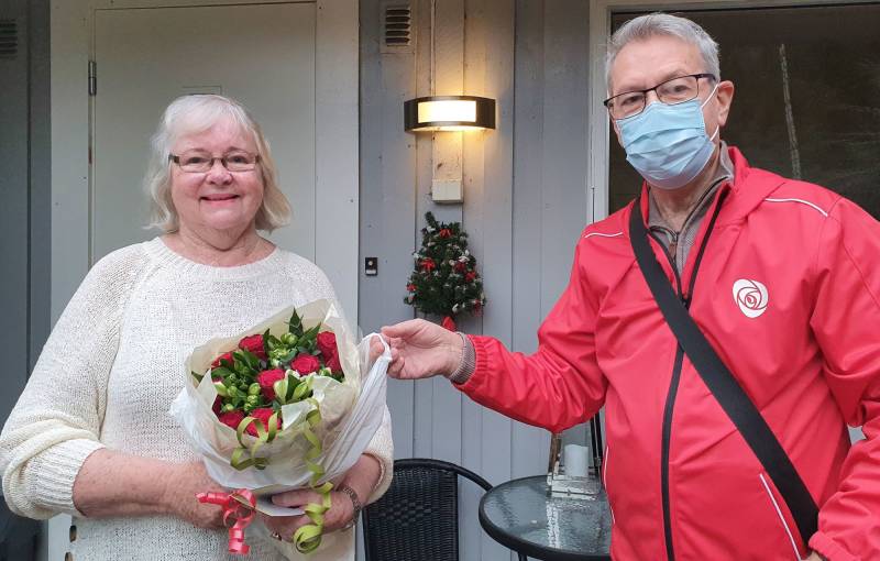 Blomster til Mette på 80-årsdagen