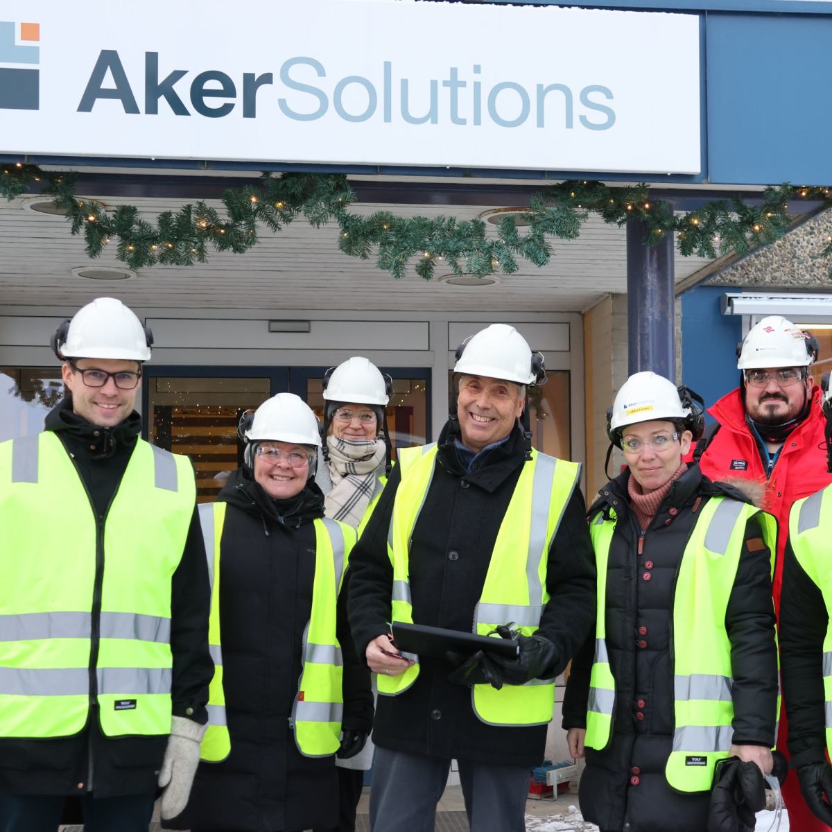 Bedriftsbesøk Aker Verdal, desember 2022. Per Olav, Trine Reitan, Bente Estil, Bjørn Iversen, Ina Pedersen og Stian Sagvold