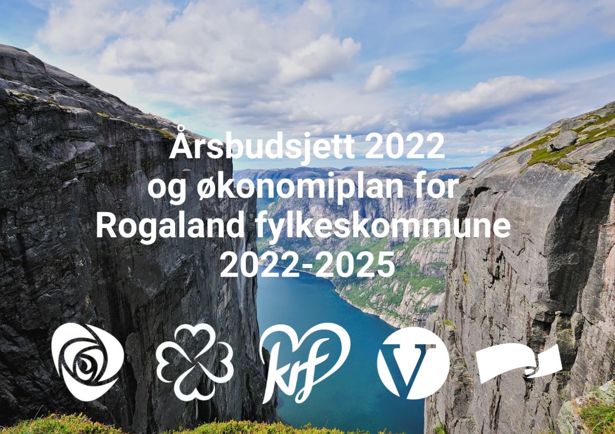 Bilde av preikestolen og logoene til partiene. 