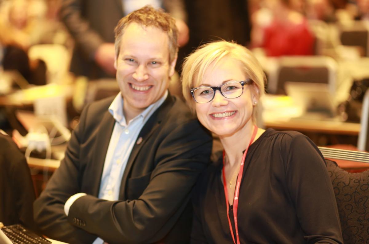 Jon-Ivar Nygård og Ingvild Kjerkol på Arbeiderpartiets landsmøte i 2015