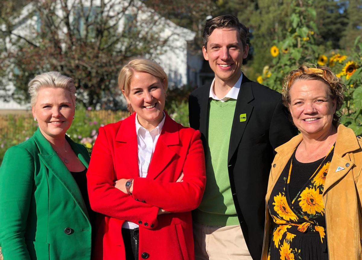 Fra venstre Anne Beathe Tvinnereim (Sp), Tonje Brenna (Ap), Kristoffer Robin Haug (MDG), Camilla Sørensen Eidsvold (SV)